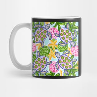 Cute Hand Painted Preppy Sea Turtle Pattern Mug